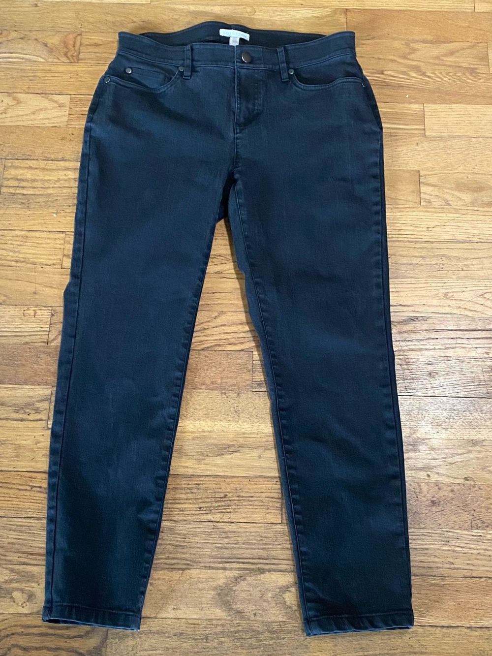 Eileen Fisher Organic Cotton Stretch 5 Pocket Black Denim Jeans